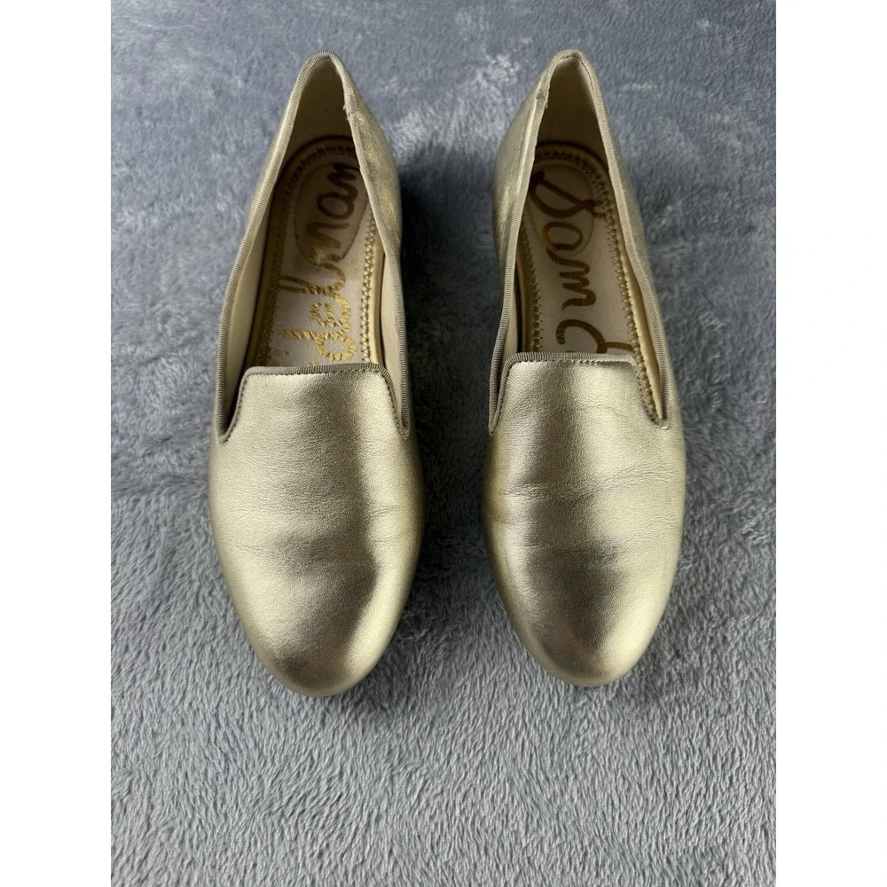 Sam Edelman Women's 7 Jordy Loafer Molten Gold Leather‎ Flats Glam Designer